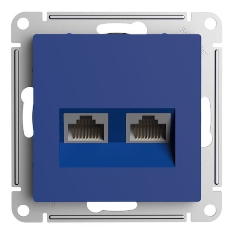 Розетка двойная компьютерная RJ45+RJ45, кат.5е. Цвет Аквамарин. Schneider Electric AtlasDesign. ATN001185