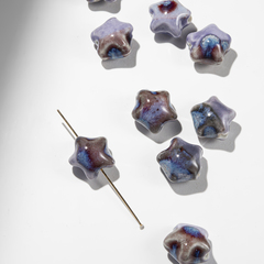 Бусина в форме звезды, 15,7*16,2мм, фиолетовая, глазурированный фарфор