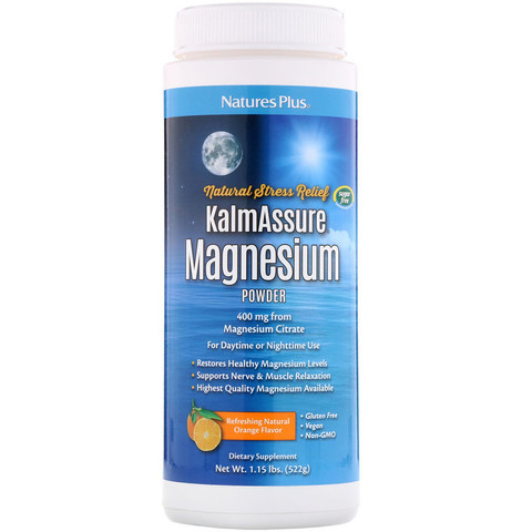Nature's Plus, Kalmassure, порошкообразный магний, со вкусом апельсина, 400 мг, 522 г (1,15 фунта)