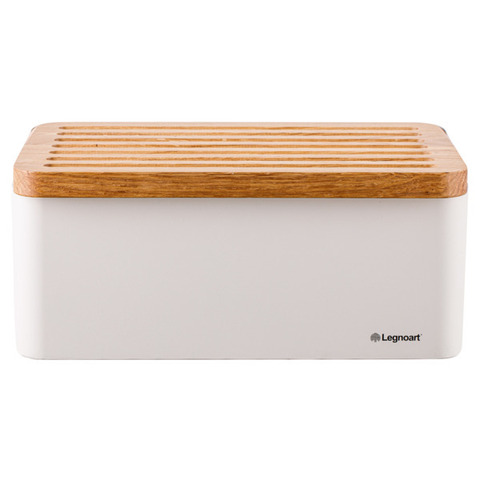 Хлебница с крышкой-доской 40х20.5х17.5см Legnoart Crispy белая