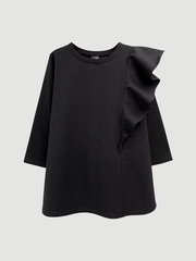 Платье с длинным рукавом Mjölk Black, с воланом