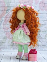 Волосы для кукол, трессы кудри-локоны, цвет Рыжие, 15 см*1 метр., набор 2 шт.