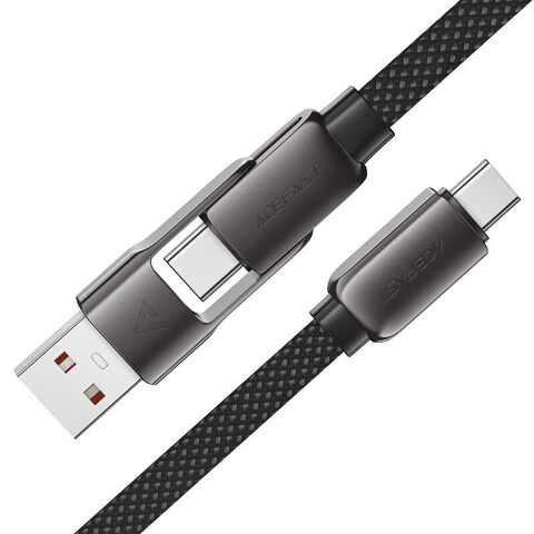 Кабель ACEFAST C13-04 USB-A/USB-C To USB-C Zinc Alloy Connectors Charging Data Cable. Длина: 1,2м, черный
