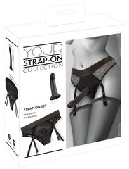 Черный женский страпон Strap-on Set: трусики и насадка - 