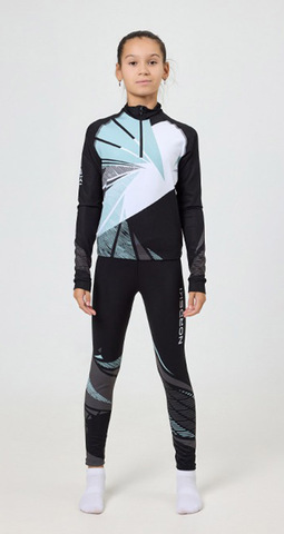 Детский Раздельный лыжный гоночный комбинезон Nordski Jr. Heat Black/Ice Mint