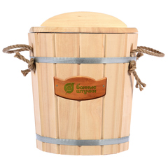 Ведро из липы с пластиковой вставкой и крышкой 10 л