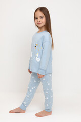 пижама  для девочки  К 1567/голубое стекло,лебеди