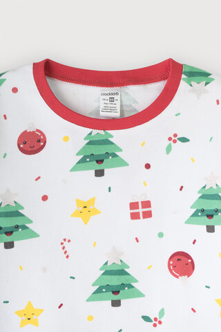 пижама  для девочки  К 1552/веселые елочки на белом