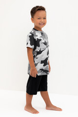 пижама  для мальчика  К 1614/камуфляж с динозаврами,черный