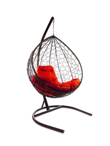 подвесное кресло-кокон КАПЛЯ (с ротангом) КОРИЧНЕВЫЙ КАРКАС