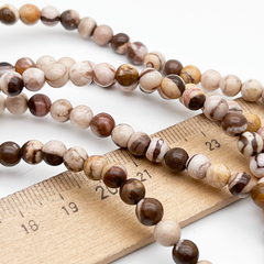 "Яшма кофейная" бусины (халцедон), диаметр около 5,8-6,1 мм, цена за отрезок 19 см (1/2 нити)