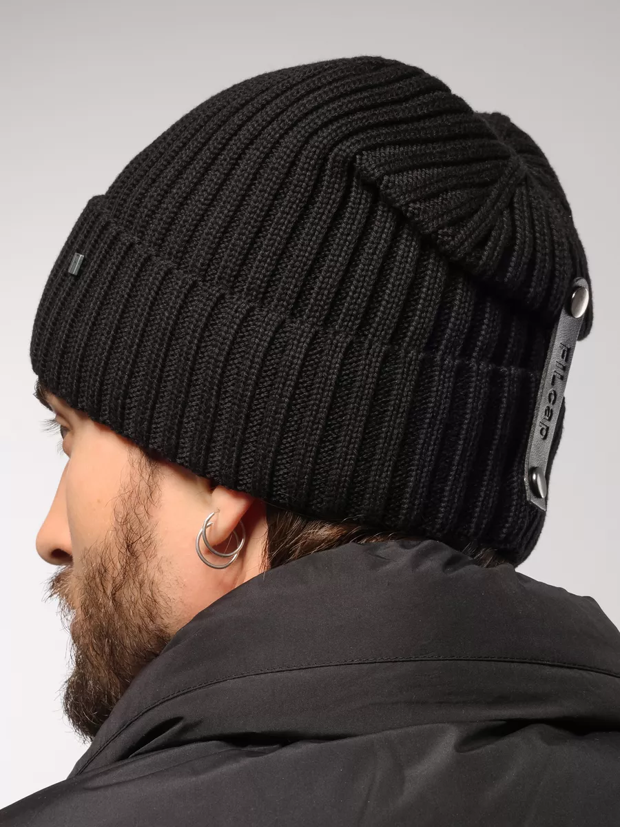 Шапка зимняя на флисе вязаная бини