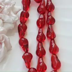 Бусины стеклянные, красный, фриформ 22*13 мм, 1 бусина, МК038