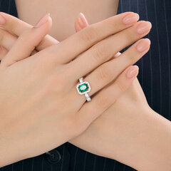 94014862 - Кольцо из серебра с зеленым фианитом