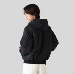 Бомбер Alpha Industries MA-1 Hooded Logo Oxford Black (Черный)