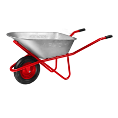 ЗУБР Т-12, 90 л, 180 кг, одноколесная, пневматическое колесо, строительная тачка (39960)