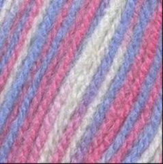 Пряжа "Подмосковная меланж", 50% шерсть, 50% акрил, 100гр-250м, розовый/голубой/белый