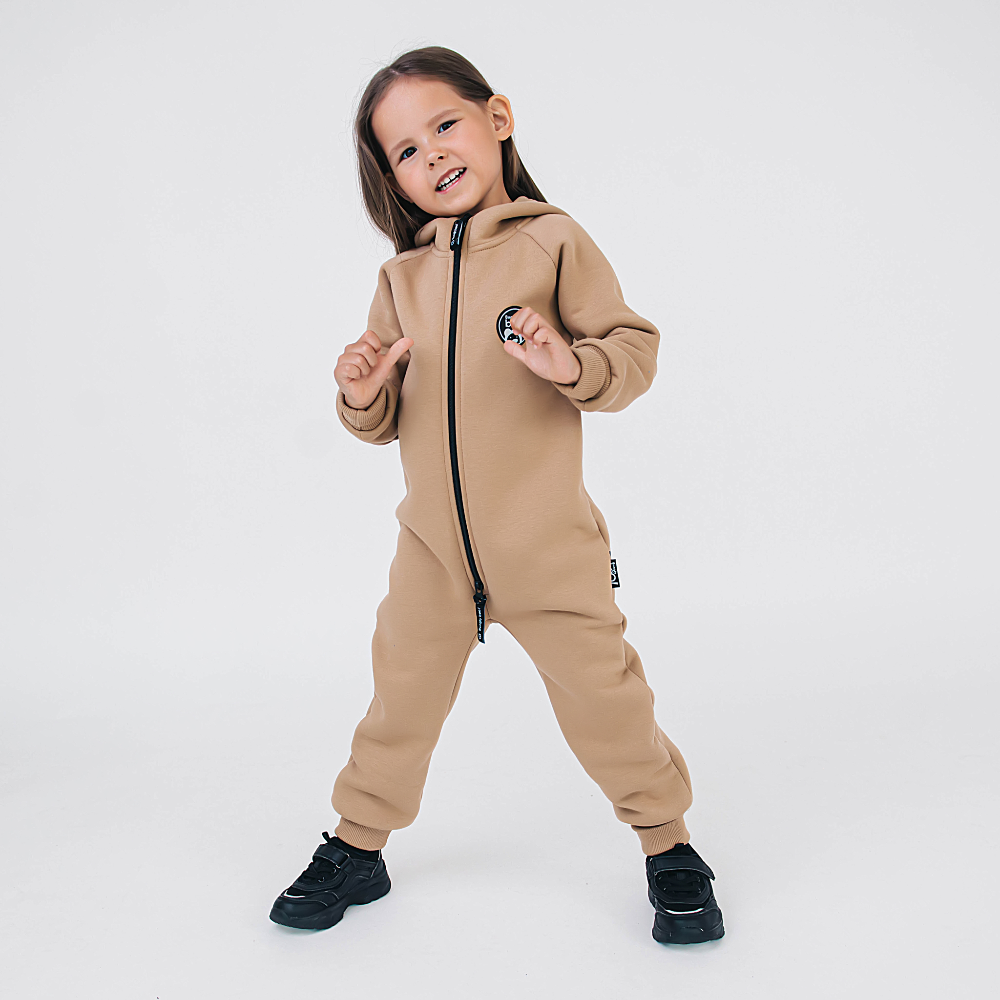 Warm hooded jumpsuit with flap - Desert Sand