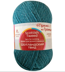 Пряжа "Шотландский твид", 100% шерсть, 100 гр - 360 м, бирюзовый меланж