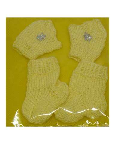 Комплект носки+варежки - Желтый. Одежда для кукол, пупсов и мягких игрушек.