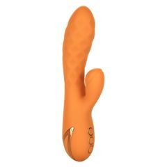 Оранжевый вибромассажер-кролик Newport Beach Babe с пульсирующим воздействием - 21,5 см. - 