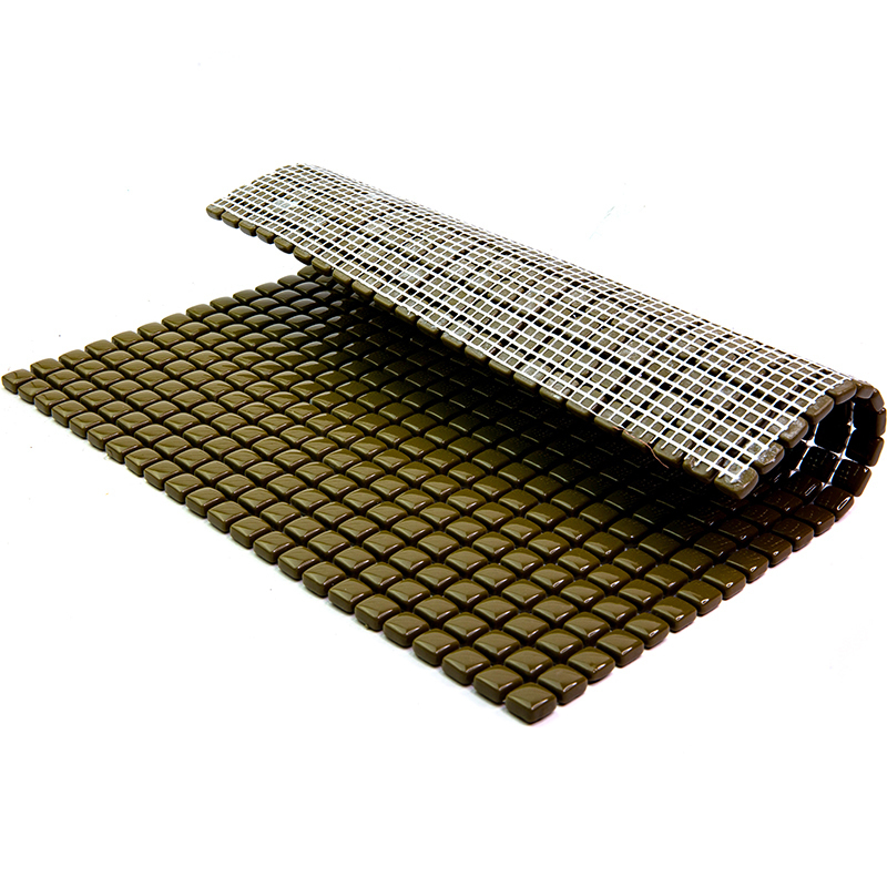 W-106 Стеклянная мозаичная плитка Natural Flex коричневый зеленый темный квадрат глянцевый