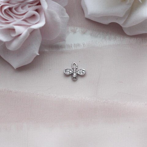 Подвеска Пчела с фианитами 8*10 мм, родий, П336