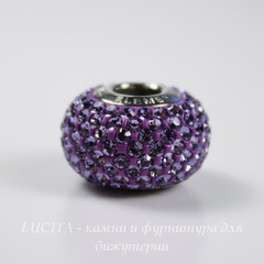 80101 Бусина Сваровски BeCharmed Pave Tanzanite 14х9 мм