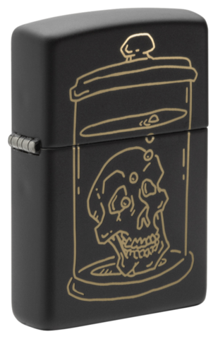 Зажигалка Zippo, цвет латунь/сталь, чёрная, матовая, 38х13х57 мм (Zippo Skull Design) | Wenger-Victorinox.Ru