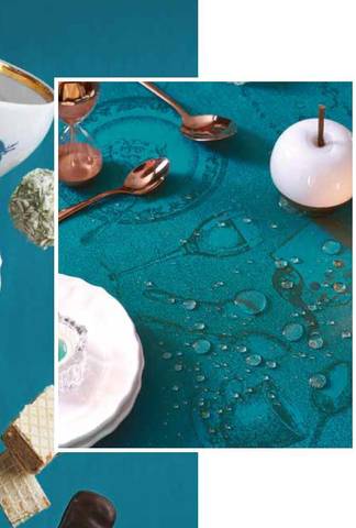 Скатерть 155x260 Garnier-Thiebaut Entre Amis Bleu Canard