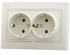 MIRA 701 0303 127В Розетка двойная с/з бакалит крем