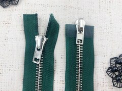 Молния металл Т8, L 85 см, 2 бегунка, зелёный/никель