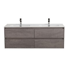 BelBagno KRAFT-1400-4C-SO-2-CG KRAFT База под раковину подвесная с четырьмя выкатными ящиками для раковины с двумя чашами, Cemento Grigio, 1400x460x500 фото