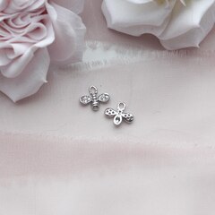 Подвеска Пчела с фианитами 8*10 мм, родий, П336