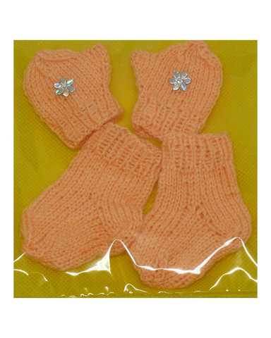 Комплект носки+варежки - Оранжевый. Одежда для кукол, пупсов и мягких игрушек.