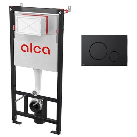 AlcaPlast инсталляция AM101/1120-4:1 RU M678-0001, кнопка M678 чёрный матовый