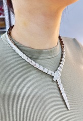 84052- Колье ЗМЕЯ из стали с цирконами, качество lux