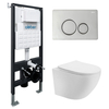 Abber AC1100T-AC0105-AC0121 Комплект подвесной унитаз Abber Bequem AC1100T белый с инсталляцией AC0105 и кнопкой AC0121 хром