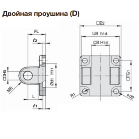 D5125  Двойная задняя опора (для крепл. E), сталь
