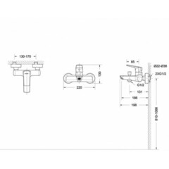 СМЕСИТЕЛЬ ДЛЯ ВАННЫ КОРОТКИЙ ИЗЛИВ BRAVAT REAL F6121179CP-01
