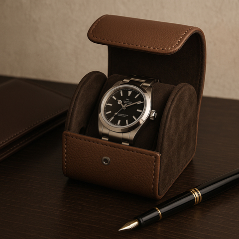 Коробка для часов из кожи теленка, цвета шоколад