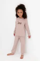 пижама  для девочки  К 1586/24/кофейный(кошка)