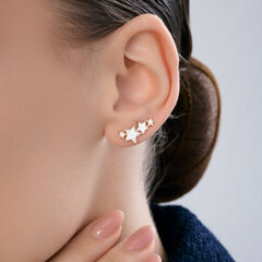 0200725 - Серьги-зажимы ЗВЕЗДОЧКИ из золота 585 пробы с фианитами