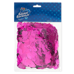 Конфетти фольга, Сердце, Фуксия, 1,5 см, 50 г