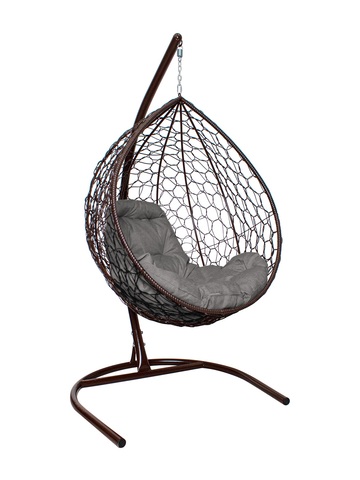 подвесное кресло-кокон КАПЛЯ (с ротангом) КОРИЧНЕВЫЙ КАРКАС
