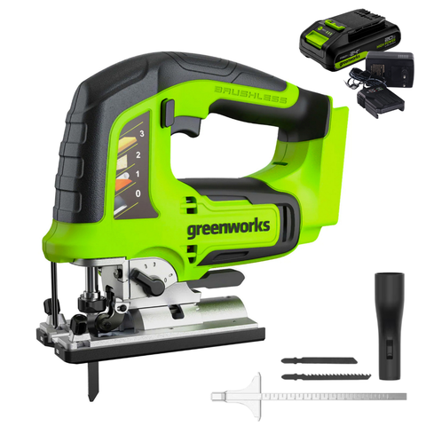 Лобзик Greenworks GD24JS120K2 24V (120 мм) аккумуляторный, с АКБ 2 А/ч и ЗУ