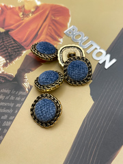 Пуговицы мягкий квадрат состаренное золото с синим бархатом