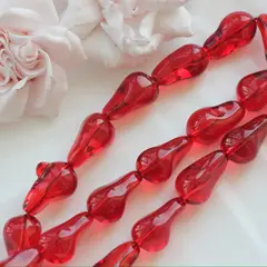 Бусины стеклянные, красный, фриформ 22*13 мм, 1 бусина, МК038