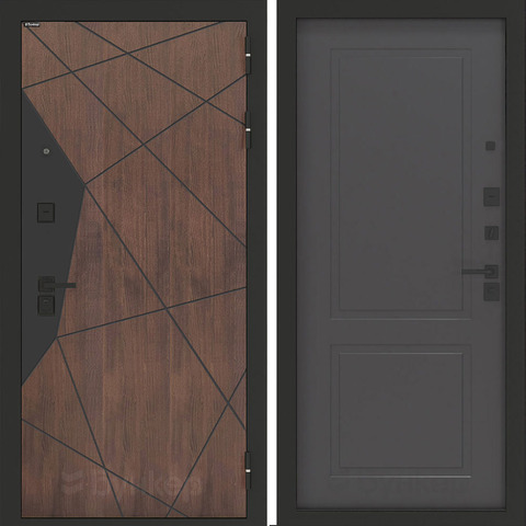 Входная металлическая дверь Бункер БН-14 Американский орех ФЛ-609 Графит софт (матовый, без текстуры)