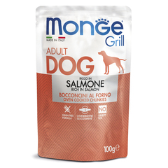 Влажный корм Monge Dog Grill для собак с лососем, паучи 100 г - 24 шт
